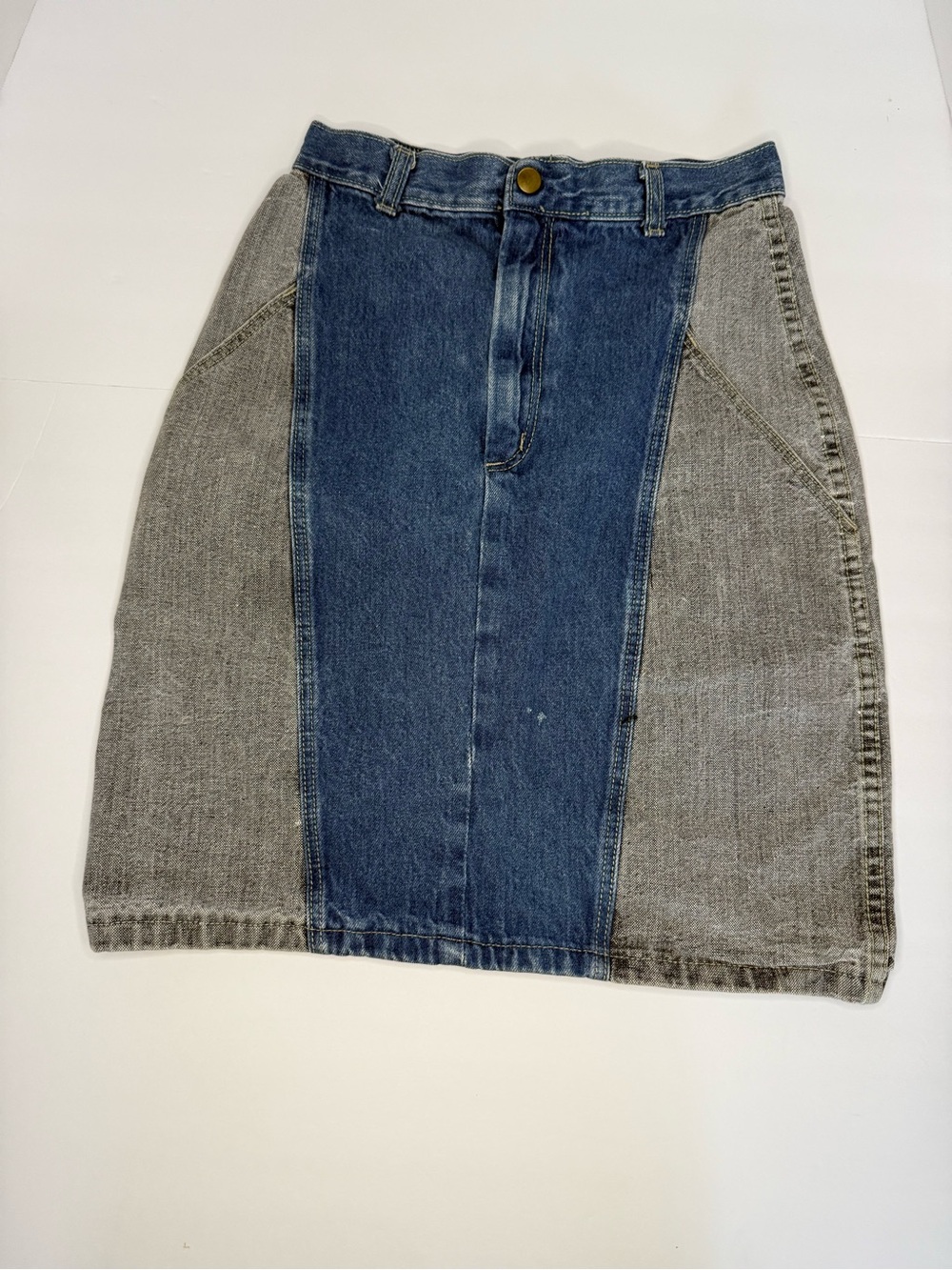 Candie's Two-Tone Denim Pencil Skirt - Blue and Gray